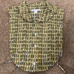 COS mock collar shirt white blue goldish XS/S NWT